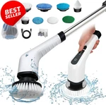 Electric Spin Scrubber Cordless Power Cleaner 8 Brush Heads Adjustable Handle. Fixed Price $62.00.