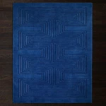 Luxury Royal Blue Geometric Maze Rug Modern Hand-tufted Statement Carpet 6X9. Fixed Price $275.94.