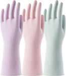 3 Pairs Colorful Household Gloves With Cotton Liner & Non-slip Grip, Water Resis. Fixed Price $21.99.