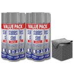 6 Pack Sprayway Stainless Steel Cleaner 15OZ Foam + 10 Grey Microfiber Clothes. Fixed Price $49.67.