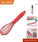 10.5 Inch Silicone Cooking Whisk Heat Resistant & Stain-proof Red. Fixed Price $16.99.