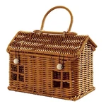Imitation Rattan House Shaped Basket With Lid, Decorative Hand Woven SHELF4133. Fixed Price $17.89.