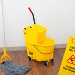 Rubbermaid Wavebrake 26 Qt. Yellow Mop Bucket With Side Press Wringer New. Fixed Price $50.98.