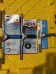 3 Unger Window Squeegee With Grip And Bonus Rubber, 18 16" & 12. Fixed Price $50.00.