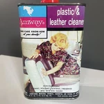 Vintage Amway 1967 Plastic & Leather Cleaner Open Partially Used Metal Tin Prop. Fixed Price $12.00.
