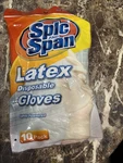 Spic And Span Latex Disposable Gloves 10 Pack. Fixed Price $9.09.