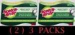 2X 3M Scotch Brite Heavy Duty Scrub Sponge S-shaped Grip 6 Pack New. Fixed Price $16.99.