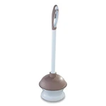 Quickie Toilet Plunger & Caddy, 16" Handle, 6.5" Dia, White/taupe. Fixed Price $23.76.