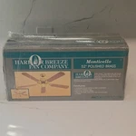 Vintage Sealed Harbor Breeze Monticello 52" Ceiling Fan Polished Brass 5-BLADE. Fixed Price $70.00.
