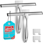 Alflod 2PACK Shower Squeegee For Glass Doors, 10 Inch, Silver. Fixed Price $21.39.