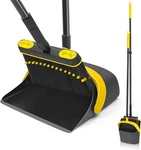 Jehonn Broom Dust Pan, 54.3 Inches Long Handle Swivel Black & Yellow. Fixed Price $41.01.