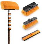 Exterior House Cleaning Brush Set 24 Ft Telescopic Extension Pole Black Orange. Fixed Price $259.99.