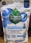 Seventh Generation Free & Clear Natural Dishwasher Detergent 20 Packs Package. Fixed Price $11.99.