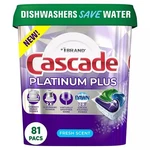 Cascade Platinum Plus Actionpacs Dishwasher Detergent Pods, Fresh Scent (81 Ct). Fixed Price $41.99.