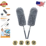 2 Pack Microfiber Feather Duster For Cleaning With Extendable Pole Hand Washable. Fixed Price $11.69.