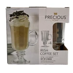Precious Home Francesca Irish Coffee Set 4 Glass Mugs 8OZ New In Box. Fixed Price $17.99.