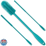 Purtribe 3-IN-1 Silicone Bottle Brush And Straw Cleaning Set, Water. Fixed Price $27.99.