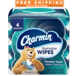 Charmin Flushable Wipes, Packs, 40 Per Pack, 160 Total. Fixed Price $11.70.