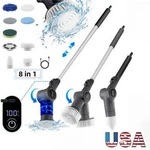 Electric Spin Scrubber For Cleaning With Two 1500MAH Batteries 8 Brushes Black. Fixed Price $48.99.