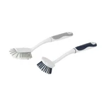 2 Kitchen Dish Scrub Brush Set Odor Less Bristles W/ Scraper Tip Clean Pots Pans. Fixed Price $7.95.