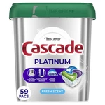 Cascade Platinum Dishwasher Pods Fresh Scent 59 Ct. Fixed Price $31.40.