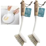 2 Pcs Bamboo Dish Brush Natural Wood Handle Kitchen Sink Wash Scrubber 11". Fixed Price $9.99.