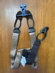 Men's Warehouse Chocolate Brown Silk Black Leather Buttons Tabs Suspenders. Fixed Price $23.00.