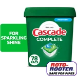 Cascade Complete Dishwasher Pods, Action Pacs Detergent,. Fixed Price $19.00.