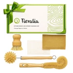 Tieralia Bamboo Dish Brush Gift Set 5-PIECE Kitchen Cleaning With Bottl.... Fixed Price $35.35.