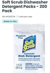 Soft Scrub 10006 Oz. Automatic Dish Detergent Packet - (200/CT) New. Fixed Price $75.00.