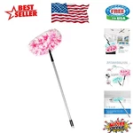 Fuzzy Fan Duster With Extendable Handle - Pink & Teal Effortless Cleaning. Fixed Price $107.99.