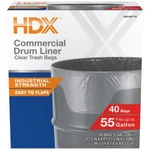 Hdx Commercial Clear Heavy-duty Flap Tie Drum Liner Trash Bags 55 Gallon 40 Ct. Fixed Price $45.99.