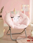Heritage Kids Unicorn Saucer Chair Folding Faux Fur 21"DIA. Seat Pink Gold Base. Fixed Price $29.99.