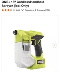 Ryobi 18V One+ Handheld Sprayer PSP01B Cordless (tool Only). Fixed Price $23.00.