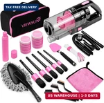 Viewsun 17PCS Car Cleaning Kit, Pink Interior Detailing With High Power. Fixed Price $73.26.