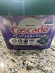 Cascade Platinum Plus Actionpacs Dishwasher Detergent Pods, Fresh Scent 38 Count. Fixed Price $23.00.