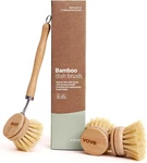 Bamboo Dish Brush Long Lasting With 3 Replacement Heads Natural B.... Fixed Price $25.00.