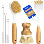 Holikme 6 Pack Dish Scouring Pad Set With Bottle Brush, Yellow. Fixed Price $16.19.