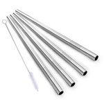 Alink Stainless Steel Smoothie Straws, 9" X 8MM Set Of 4 With Cleaning Brush. Fixed Price $10.29.