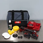 Flex Pxe 80 Kit Cordless Mini Nano Polisher 2 Batteries, Bag, Pads. Fixed Price $505.00.