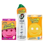Scrub Mommy, Daddy Caddy + Cif All Purpose Cleaner Scratch-, Dual-sided Kit.... Fixed Price $31.93.