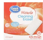 Great Value Extra Strength Miracle Cleaning Eraser, 2 Count. Fixed Price $7.00.