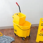 Rubbermaid FG758088YEL Wavebrake 35 Qt. Yellow Mop Bucket With Side Press Wrin. Fixed Price $62.81.