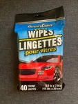 1 Package Of 40 Car Glass Vehicle Cleaning Wipes By Drivers Choice. Fixed Price $5.99.