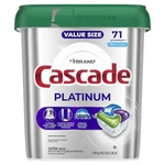 Cascade Platinum Dishwasher Pods 71 Count Powerful Cleaning Scrub With Dawn. Fixed Price $19.32.