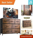 Stylish 7 Drawer Dresser Tv Stand - Rustic Brown Wood Grain Finish For Home. Fixed Price $124.99.