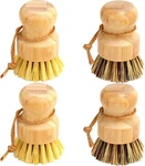 Bamboo Dish Set, 4 Pcs Palm Wooden Scrubber Brush, Brushes, Dura. Fixed Price $17.57.