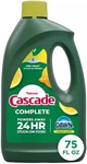 Cascade Complete Dishwasher Liquid Gel, Detergent, Citrus, 75OZ. Fixed Price $6.99.