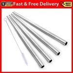 Alink Stainless Steel Smoothie Straws, 9" X 8MM Set Of 4 With Cleaning Brush. Fixed Price $14.99.