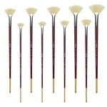XDT#646 Fan Art Brush 9PC #0#2#4#6#8#10#12#14#16 Hog Acrylic Oil Watercolor. Fixed Price $13.00.